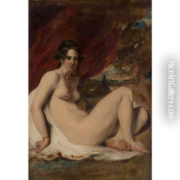Reclining Nude In A Landscape Oil Painting - William Etty