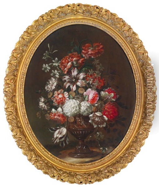 Ein Blumenstillleben In Einer Amphore Oil Painting - Jean-Baptiste Belin de Fontenay the Elder