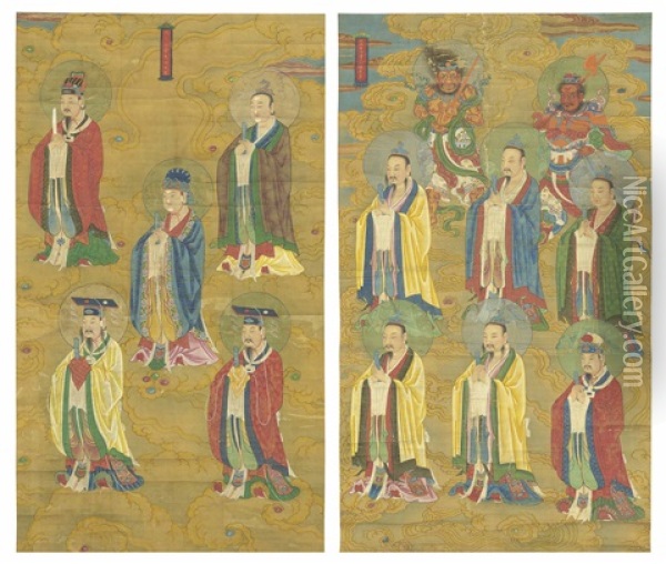 Water And Land Ritual Paintings Oil Painting -  Chinese School-Ming Dynasty