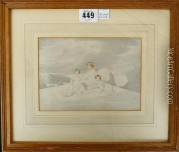 Three Children Oil Painting - Adam Buck