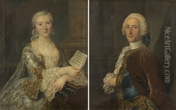 Portrait De Michel-gabriel De Chanu (+ Portrait De Catherine Fouques Dasnie; Pair) Oil Painting - Michel Hubert Descours