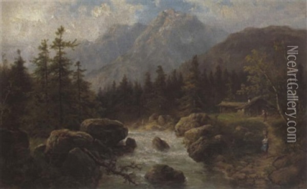 Blick Auf Das Wetterhorn Bern, Kanton Bern Oil Painting - Julius Karl Rose