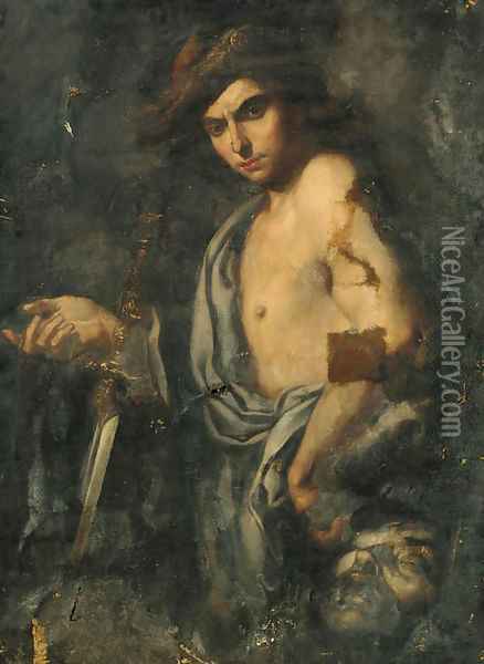 David with the head of Goliath Oil Painting - Italian School