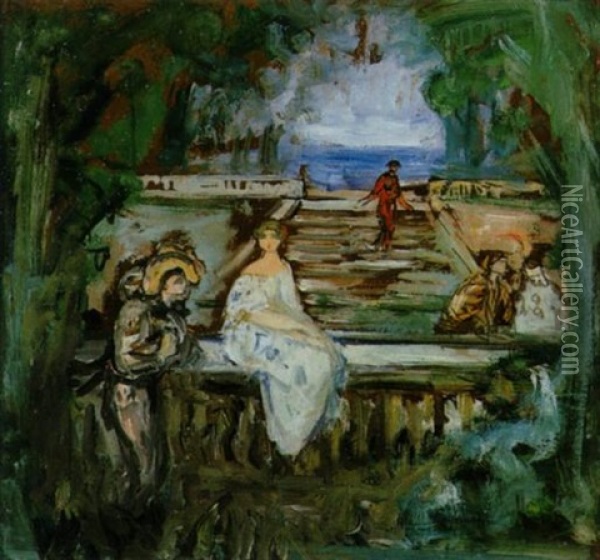 Comedie Italienne A Versailles Oil Painting - Pierre Laprade