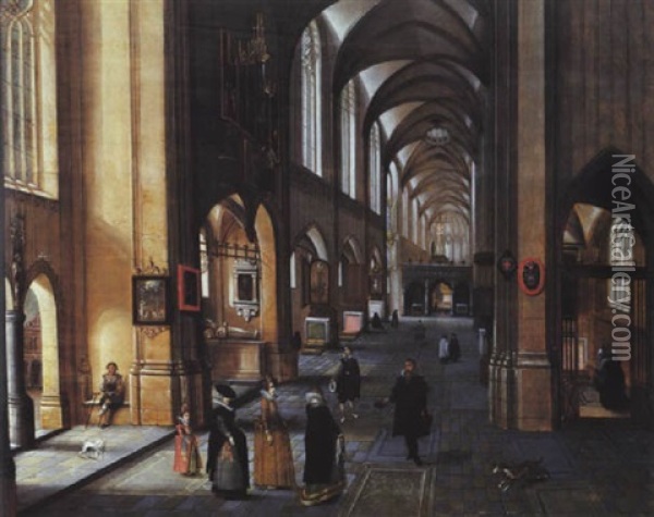Interieur D'eglise Oil Painting - Abel Grimmer