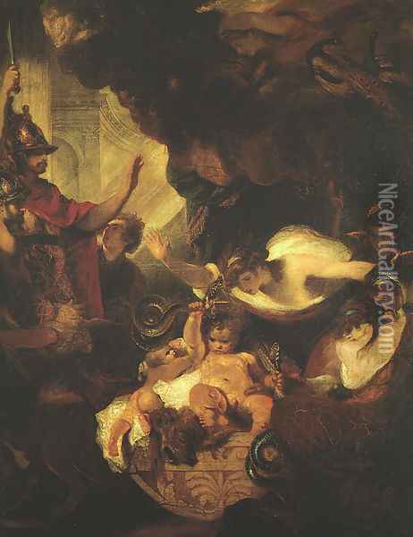The Infant Hercules Strangling the Serpents sent by Hera Oil Painting - Sir Joshua Reynolds