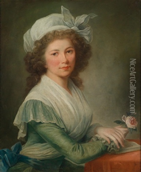 Bildnis Einer Jungen Dame Mit Einer Rose Oil Painting - Marie-Genevieve Bouliard