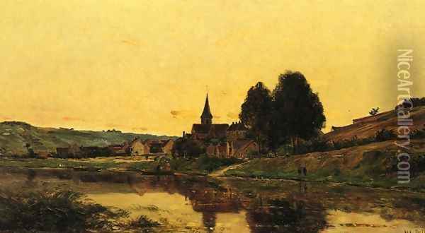 A Village near Bonnieres Oil Painting - Hippolyte Camille Delpy