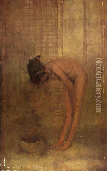 Nude Girl with a Bowl Oil Painting - James Abbott McNeill Whistler