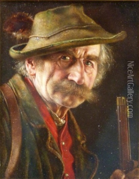 Man With Rifle Oil Painting - Gustav Koehler