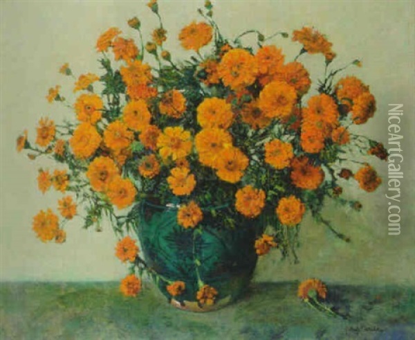 Afikaantjes - Marigolds Oil Painting - Frans David Oerder