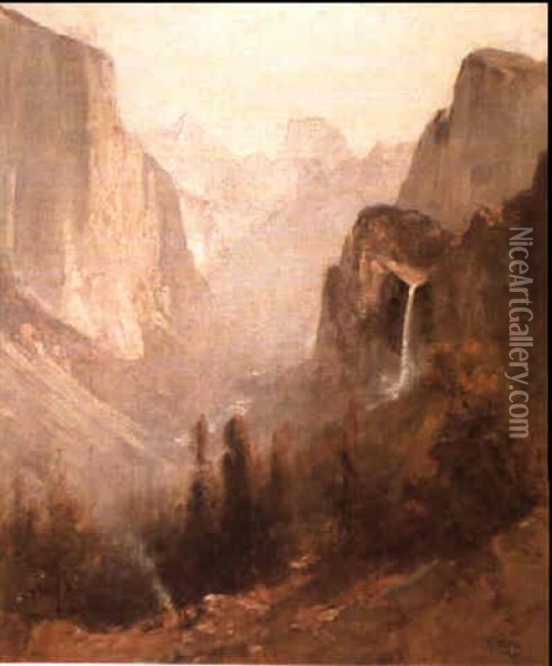 Yosemite Valley From Inspiration Point Oil Painting - Thomas Hill