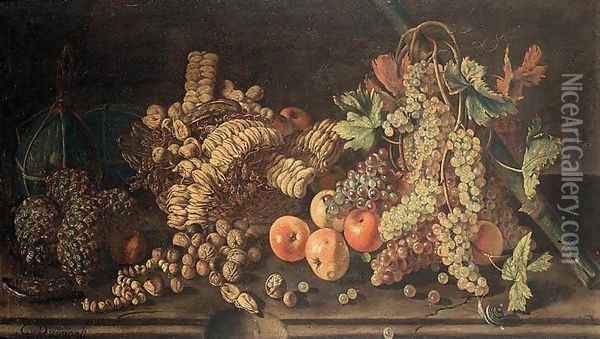 Fruit Still-Life (2) Oil Painting - Giovanni Battista Ruoppolo