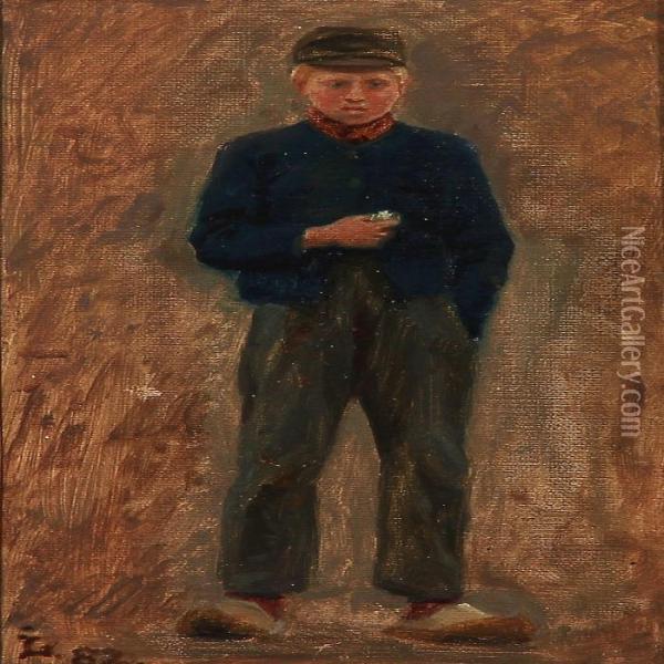 A Peasant Lad Oil Painting - John L. Lubschitz
