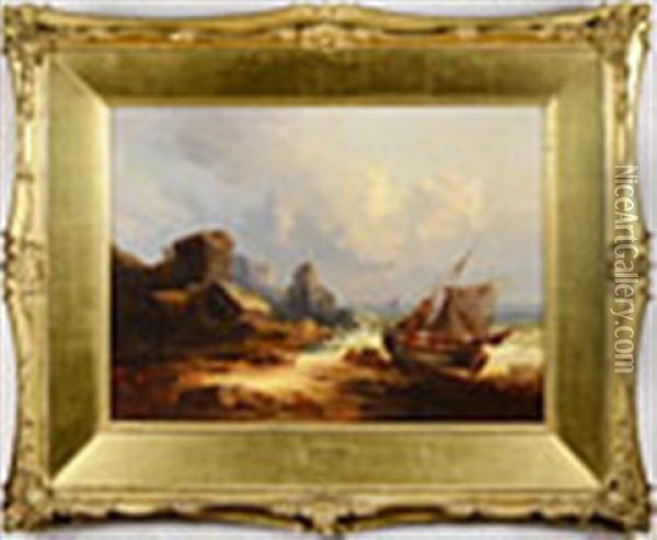 On A Rocky Seacoast Oil Painting - Andreas Achenbach