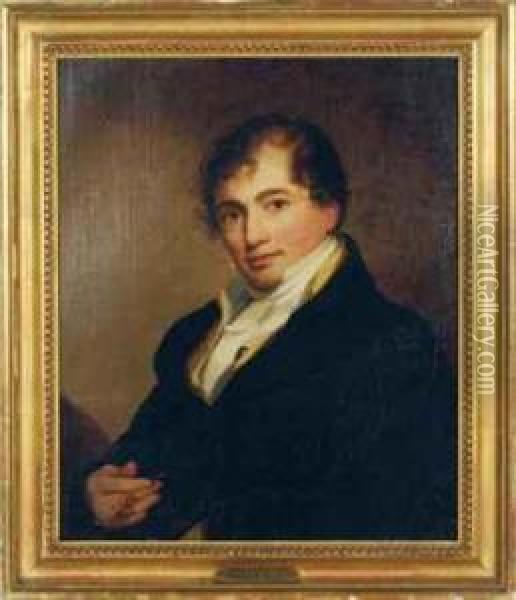 Portrait Of Robert Fulton, Holding A Watch Fob In His Righthand Oil Painting - Thomas Sully