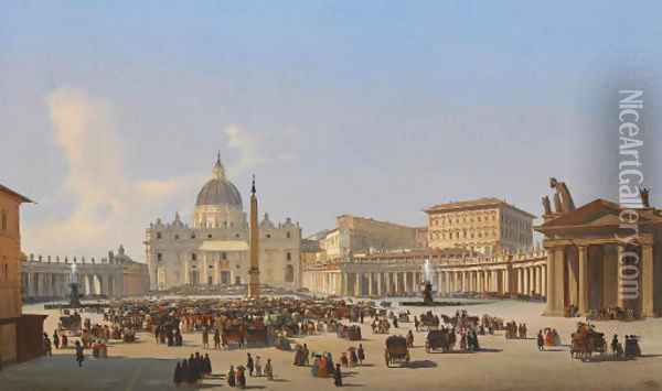 Piazza San Pietro, Roma Oil Painting - Ippolito Caffi