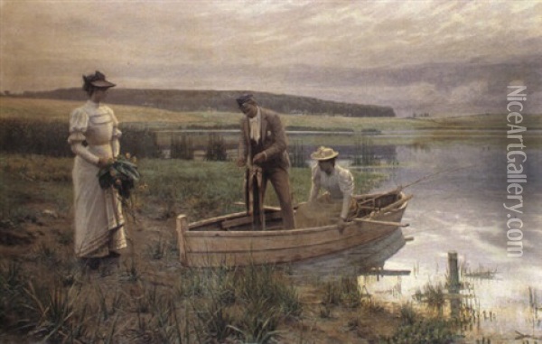 Fisketuren Endt Oil Painting - Niels Frederik Schiottz-Jensen