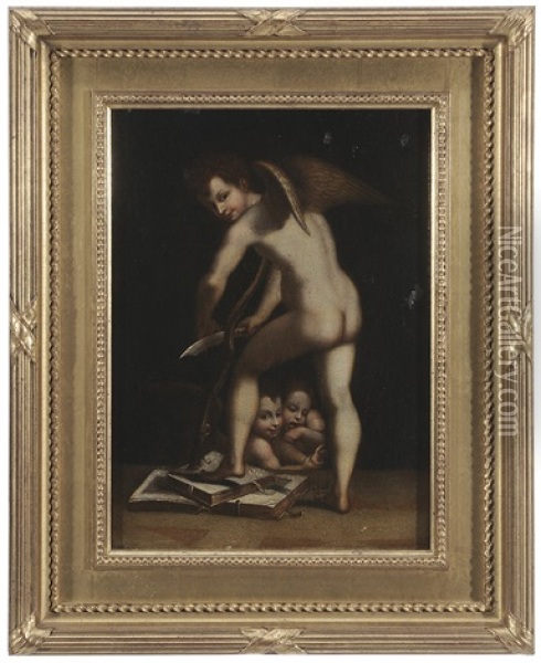 Cupid Carving His Bow Oil Painting -  Parmigianino