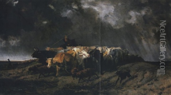 Il Temporale, 1864 Oil Painting - Giuseppe Palizzi