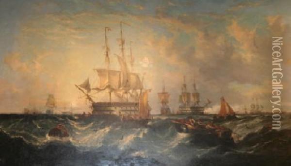 Men O' War Oil Painting - William Calcott Knell