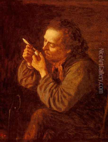 Lighting His Pipe Oil Painting - Eastman Johnson