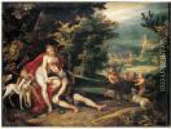 Venus Et Adonis Oil Painting - Giuseppe Cesari