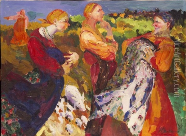 Gossiping Oil Painting - Filip Malyavin
