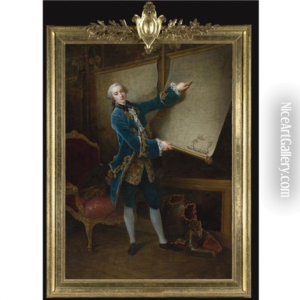Portrait Of The Comte De Vaudreuil Oil Painting - Francois Hubert Drouais
