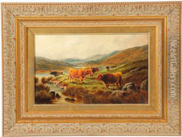 Cattle At A Stream Oil Painting - William Perring Hollyer