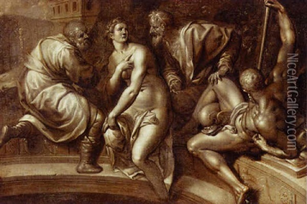 Susanna And The Elders Oil Painting - Jacob De Backer