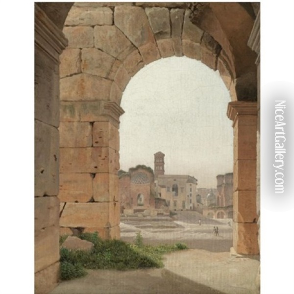 Forum Romanum Set Fra Colosseum Oil Painting - Christoffer Wilhelm Eckersberg