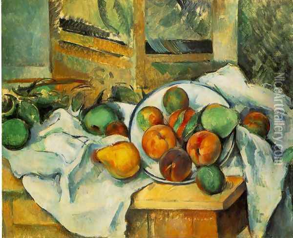 Table Napkin And Fruit Oil Painting - Paul Cezanne