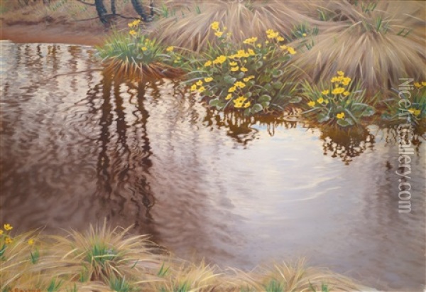 Buttercups Oil Painting - Gustaf Fjaestad
