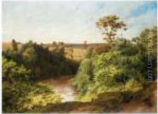 River Landscape Oil Painting - William Frederick Witherington