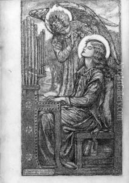 St.cecilia Playing The Organ Oil Painting - Karl Parsons