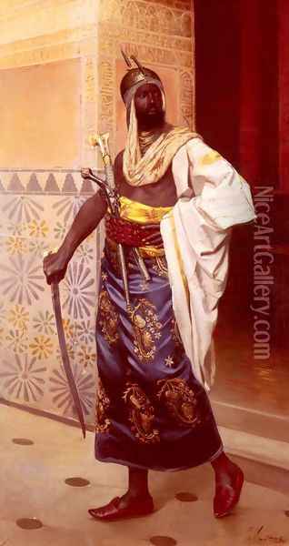 A Nubian Guard Oil Painting - Rudolphe Weisse