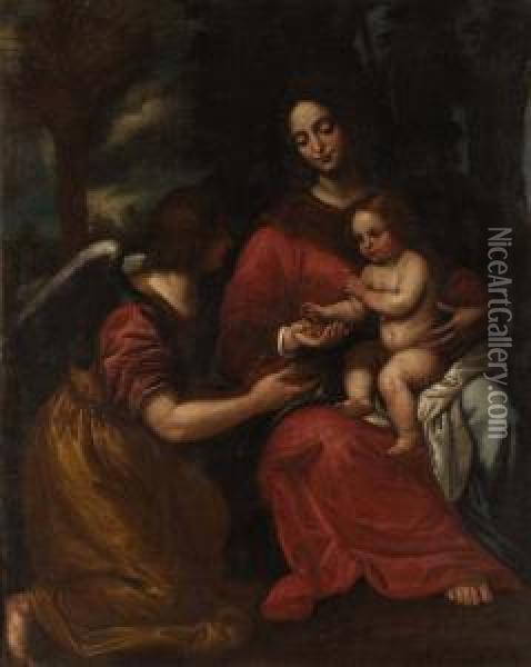Madonna Con Bambino E Angelo Oil Painting - Domenico Fiasella