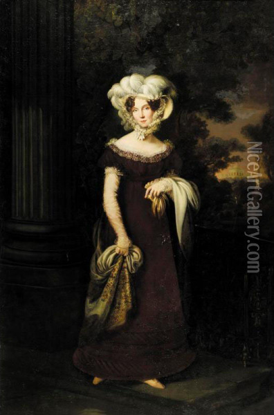 Portrait Of Empress Elizabeth Alexievna, Nee Princess Louise Of Baden-durlach, Consort Of Emperor Alexander I Oil Painting - Ernst Gotthilf Bosse