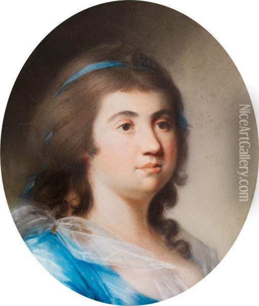 Jugendliches Weibliches Portrait Oil Painting - Johann Heinrich Schroder