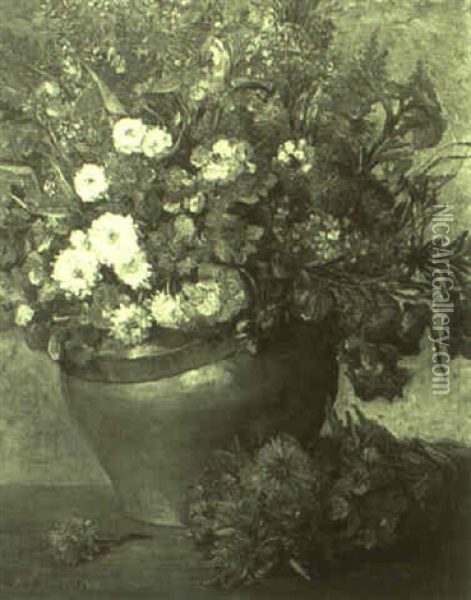 Bouquet De Fleurs Oil Painting - Albert Dubois-Pillet