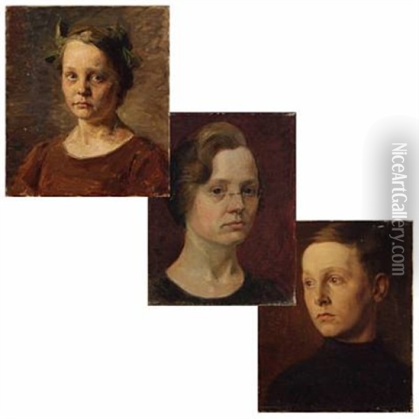 Portraits (3 Works) Oil Painting - Carl Vilhelm Meyer