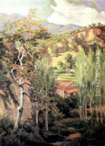 Masia Oil Painting - Juan Baixas-Garrate