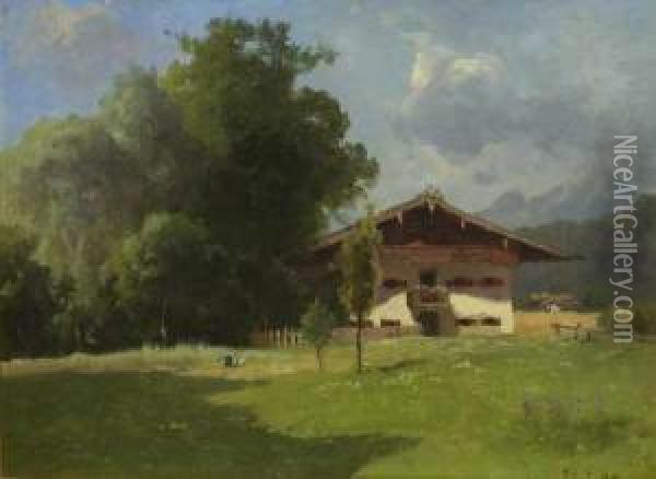 Bauernhaus Oil Painting - August Karl Martin Splitgerber