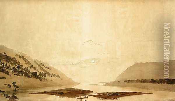 Mountainous River Landscape (Day Version) 1830-35 Oil Painting - Caspar David Friedrich