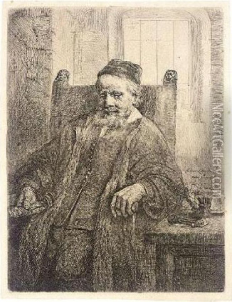 Jan Lutma, Goldsmith (b., Holl.276; H.290; Bb.56-c) Oil Painting - Rembrandt Van Rijn