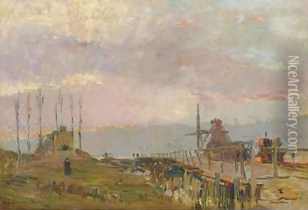 Le pont rustique pres de Rouen Oil Painting - Albert Lebourg