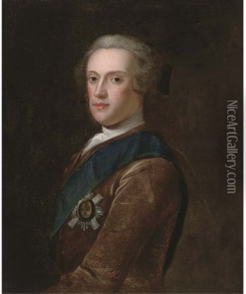 Portrait Of Sir James Hamilton, 6th Duke Of Hamilton, Wearing The Star Of The Garter Oil Painting - Jeremiah Davison
