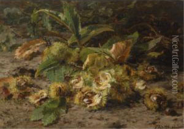 A Still Life With Sweet Chestnuts Oil Painting - Geraldine Jacoba Van De Sande Bakhuyzen