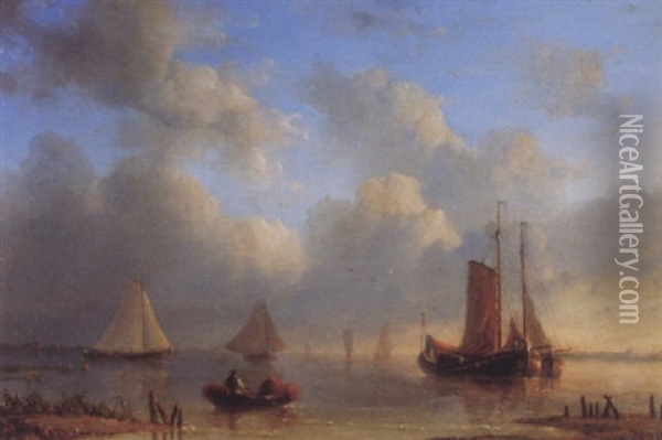 Kustenlandschaft Mit Fischerbooten Oil Painting - Jacobus Hendricus Johannes Nooteboom